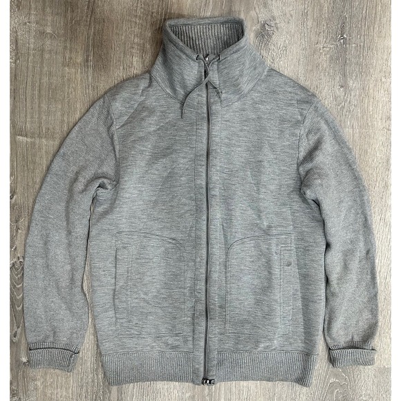 Banana Republic Other - Banana Republic Sweater Mens Large Gray Cardigan Collared Heavy Full Zip Sweater